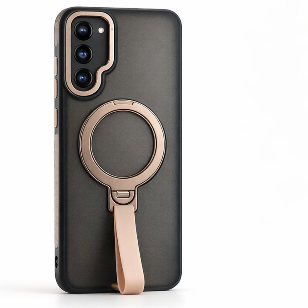 Samsung Galaxy S23 Plus MagSafe Case w/ Kickstand Ring + Strap  Matte Black GOLD